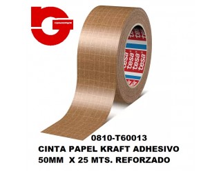 0810-T60013 CINTA PAPEL KRAFT ADHESIVO 50MM  X 25 MTS. REFORZADO FILAMENTOS