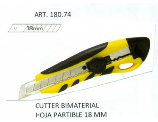 1509018074 CUTTER  BIMATERIAL NEGRO-AMARILLO CUCHILLA 18 MM.
REF.36074