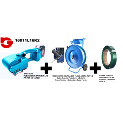16011L16K2 KIT1 FLEJADORA BATERIA L16 + CARRO + BOBINA FLEJE PET