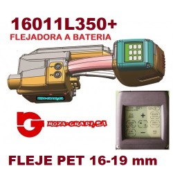 16011L350+ FLEJADORA BATERIA L350+ PP/PET 16 A 19 MM. 
CARGADOR + 2 BATERIAS (OR-T 450)