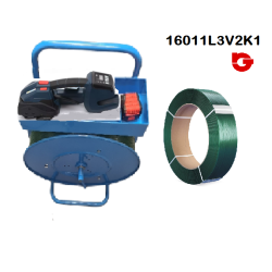 16011L3V2K1 KIT1 FLEJADORA BATERIA L3V2U  CARGADOR+BATERIA+CARRO+BOBINA FLEJE PET 