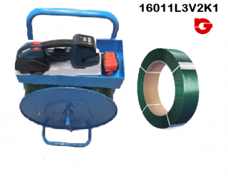 16011L3V2K1 KIT1 FLEJADORA BATERIA L3V2U  CARGADOR+BATERIA+CARRO+BOBINA FLEJE PET 