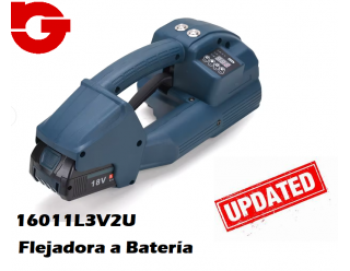 16011L3V2U FLEJADORA BATERIA L3V2U PP/PET 12 A 16 MM. 
CARGADOR + 1 ó 2 BATERIAS