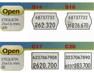 5322 ETIQUETA OPEN EN ROLLO  BLANCA PARA MAQUINAS 26X16
