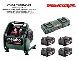 COM-POWER160-C4 COMBO METABO COMPRESOR BATERIA POWER 160 