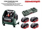 COM-POWER160-C410 COMBO METABO COMPRESOR BATERIA POWER 160 4 BAT LIHD 10 Ah.