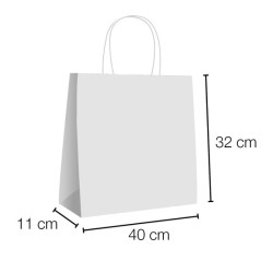 UN19.40.120 Bolsas papel kraft asa rizada con base ancha 40x11x32 cm